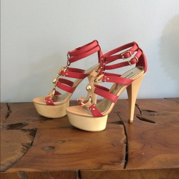 NEW Bebe Marcelle Red Stiletto Sandals - Picture 2 of 8